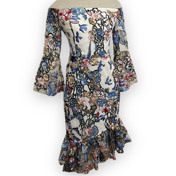 Alexia Admor Women’s Dress size 6 Sequin Embroidered Floral Formal Off Shoulder - Picture 11 of 11